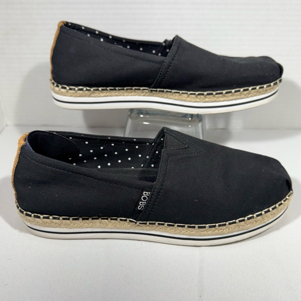 Skechers BOBS Shoes Womens 9W Breeze Casual Slip On Loafers 32719 Black Fabric